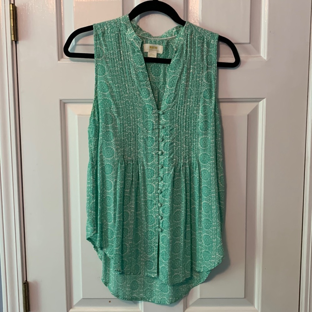 Anthropologie Maeve Green Sleeveless Top